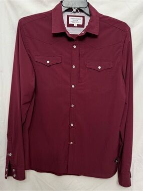 Diamond Cross Ranch Men's Maroon Western Pearl Snap Shirt, L